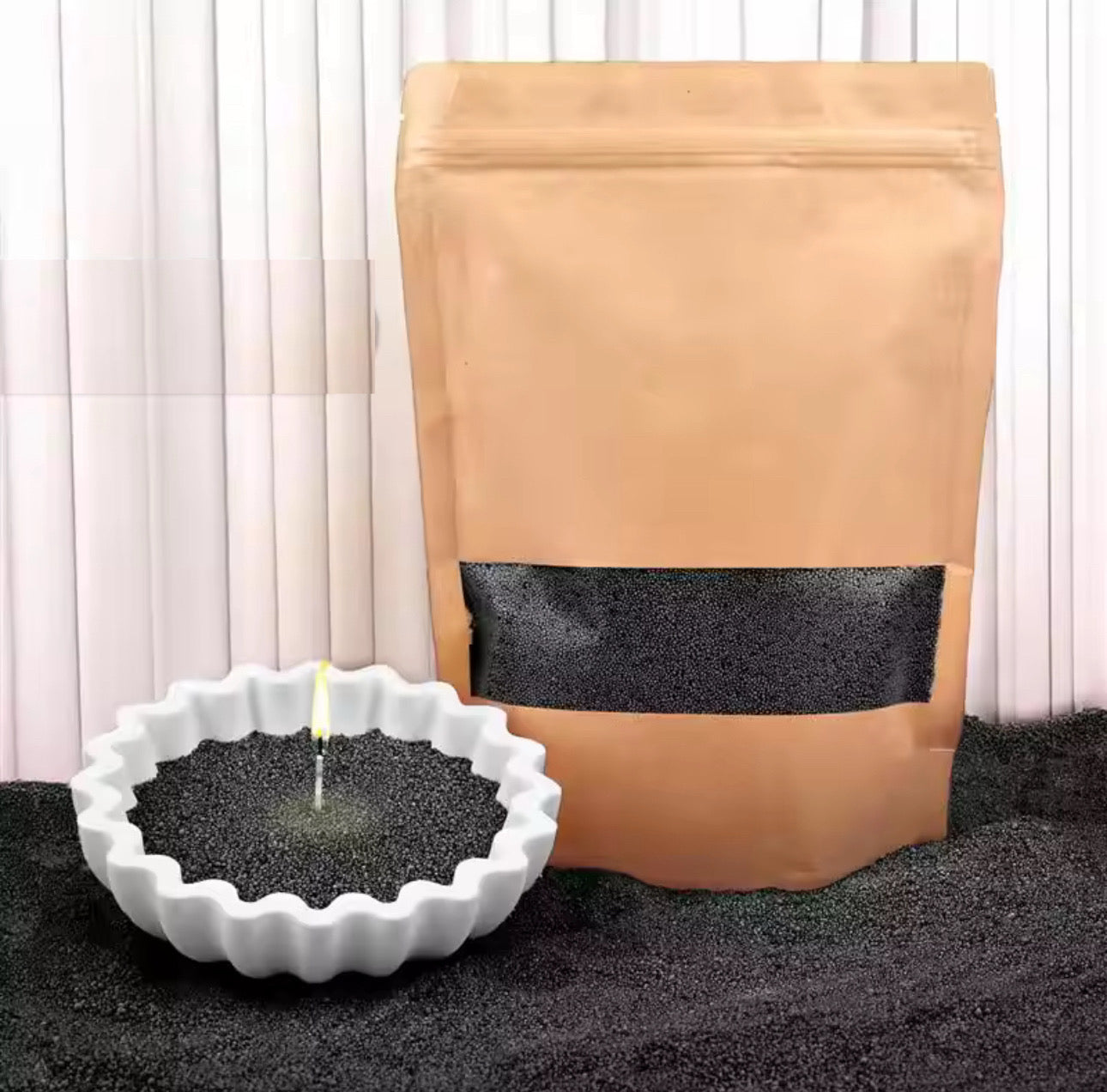 Refillable sand candle wax 600 grams + 15 Wicks