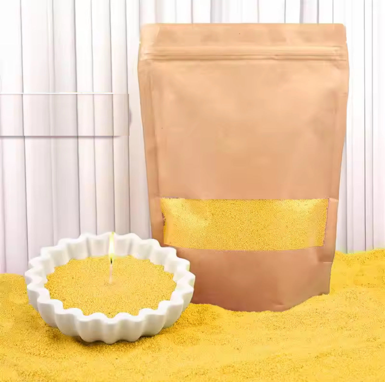 Refillable sand candle wax 600 grams + 15 Wicks