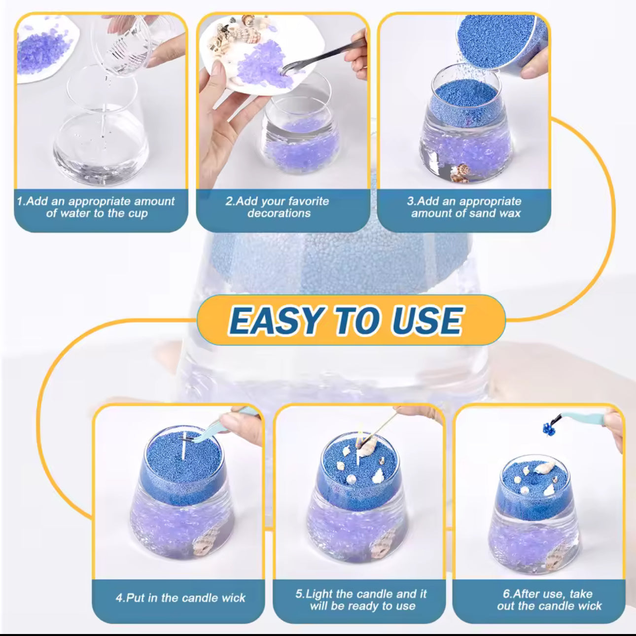 Refillable sand candle wax 600 grams + 15 Wicks