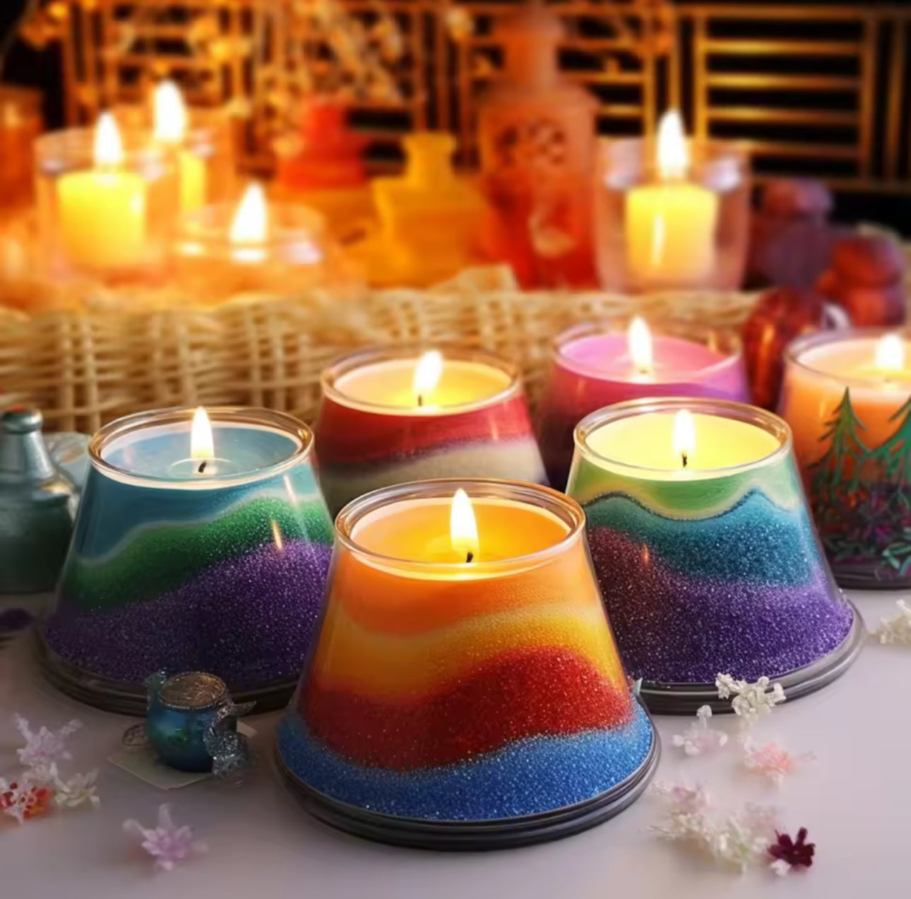 Refillable sand candle wax 600 grams + 15 Wicks